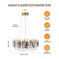 thumbnail image 2 of 23.6" Modern Crystal Chandelier with 3-Tier Grey Glass Domes - Matte Gold Wrought Iron Frame & 39" Adjustable Steel Cord - E14 x6 Ceiling Light Fixture 39.4"H for Luxury Dining Room, 2 of 10