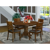 East West Furniture Kenley 5-piece Wood Dining Set with Leather Seat in Espresso