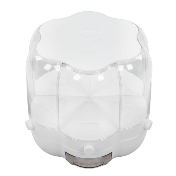 LAZIOEGR 6‑Compartment Rotating Rice & Grain Dispenser, 6.5 kg Capacity, White, Easy‑Push Release, ABS/PET Durable Kitchen Storage