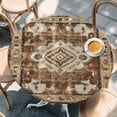 thumbnail image 2 of Brown Boho Round Tablecloth, Fitted Table Cover with Elastic for 36"-44" Round Tables, Retro Western Rustic Ethnic Tribal Patterns Table Cloth Outdoor Indoor Dinning Party Waterproof Tablecloths, 2 of 7