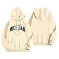 thumbnail image 4 of Bibifish Hoodies For Women Michigan City Letter Print Fall Trendy Preppy Hoodies Long Sleeve Female Pullover Tops With Pocket, 4 of 4
