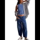 thumbnail image 3 of Pantalones Vaqueros Holgados de Tiro Bajo para Mujer, Informales, con Cintura Elástica y Bolsillos. Azul XL, 3 of 10