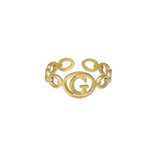 Anillo de 26 letras chapado en oro de acero de titanio Anillo de dedo índice de apertura en inglés Anillo hueco Wmkox8yi sjalhkljlk1970