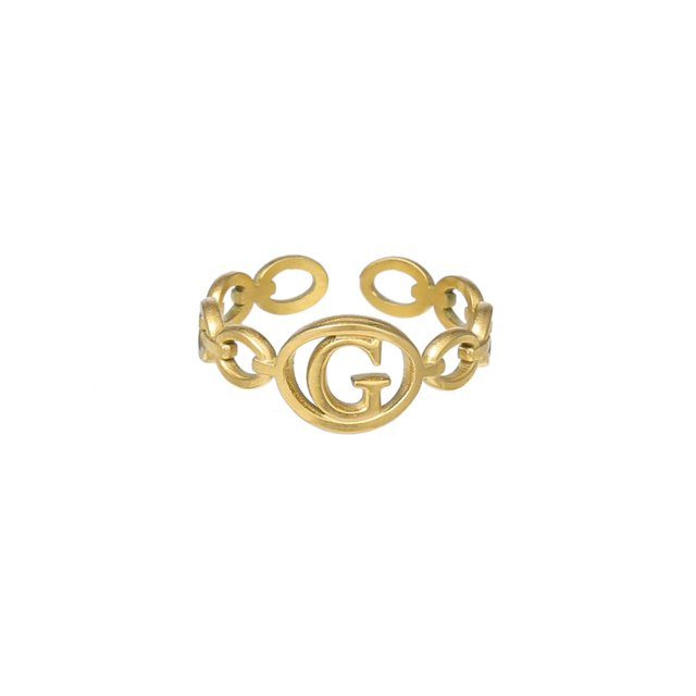 Anillo de 26 letras chapado en oro de acero de titanio Anillo de dedo índice de apertura en inglés Anillo hueco Wmkox8yi sjalhkljlk1970