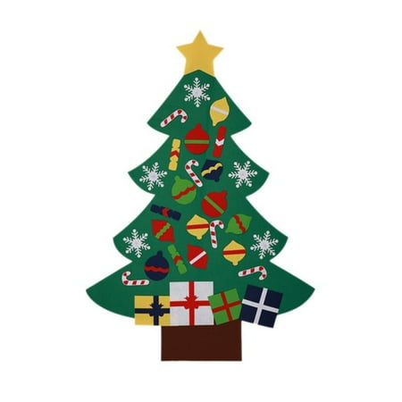 Whistler Christmas Craft Show 3FT DIY Felt Christmas Tree Set with 26 Removable Ornaments Xmas Hand Craft Show Home Decorations, PVC Decal Removable Christmas Tree Wall Stickers for Window Glass Door Dcoration ()