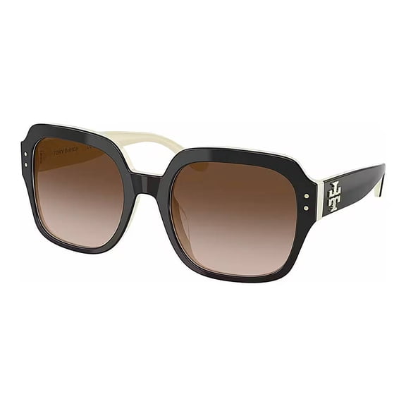 Tory Burch TY 7143U Plastic Womens Square Sunglasses Black/Ivory 56mm Adult
