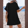 thumbnail image 4 of Delconic Fashionable Women's V-neck Pocket Casual Color Knitted Swimsuit Cover Black M, 4 of 6