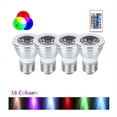 thumbnail image 2 of Rollbacks & More 4pcs E27 Bulbs and 1remote Control with Memory Function 17colors Changeable Spot Ligh 4dynamic Lighting Modes Spotlight, 2 of 8