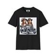 thumbnail image 5 of Mr and Mrs Basset Hounds Driving a Vintage Car Unisex Softstyle T-Shirt, 5 of 11