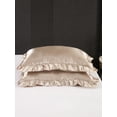 thumbnail image 3 of MOVE OVER Beige Taupe Ruffle Pillowcases Queen, Silky Satin Pillow Cover Set of 2, Luxury Satin Ruffle Pattern, 2 Pack, 3 of 8