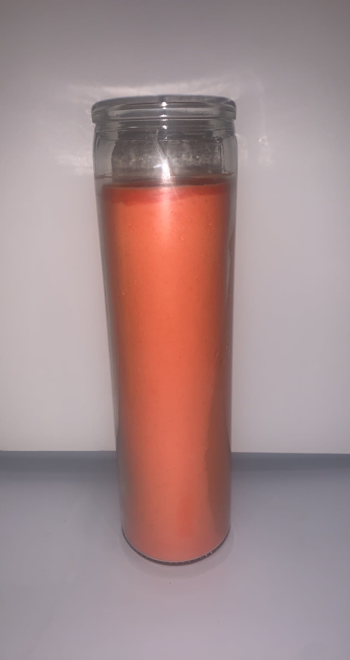 ORANGE CANDLE SOLID COLOR PRAYER CANDLES 8" TALL GLASS CANDLES FOR