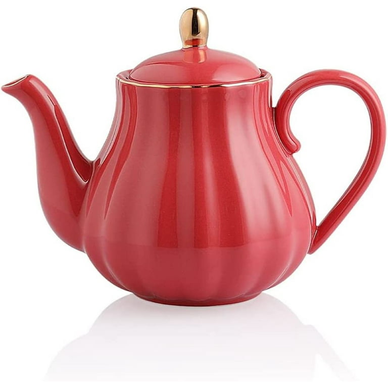 Sweejar Royal Teapot, Ceramic Tea Pot with Removable Stainless Steel Infuser, Blooming & Loose Leaf Teapot - 28 Ounce(Purple)