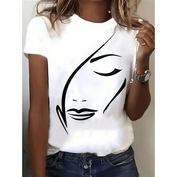 Abstract Face Line Art Tee