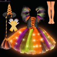thumbnail image 1 of Vestido de princesa de bruja del diablo para niña, vestido con luz Led, disfraz de Halloween, disfraz de fiesta de carnaval, conjunto de vampiro aterrador para Cosplay, 1 of 1