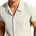thumbnail image 3 of Dxzfnsa Shirts for Men Loose Lightweight Button Down Short Sleeve Shirts Summer Men's Casual Cotton Lapel Collar Solid Color Beach Shirts, 3 of 7