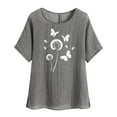 thumbnail image 4 of Dandelion Graphic Floral T-Shirt for Women Casual Summer Boho Gauze Tops Loose Cotton Line Holiday Tee Shirts, 4 of 7