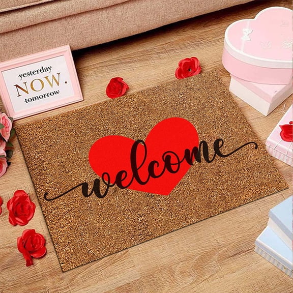 Valentines Door Mat,Valentines Door Mat,Outdoor Front Door Mat,Valentine's Day Carpet Home Door Red Floor Mat Celebrating Festival Floor Mat Gift Mat Wedding Carpet(A)