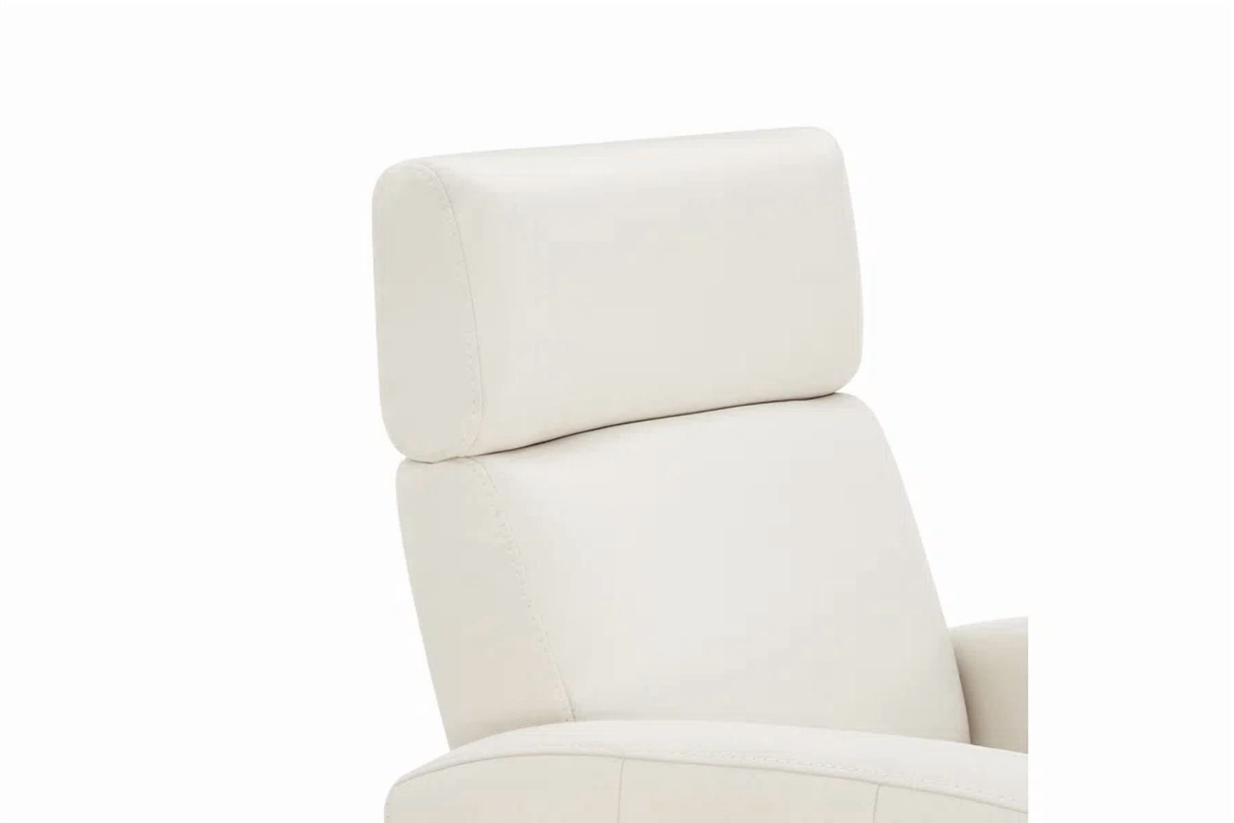 Spruce & Spring Premium Genuine Leather Power Swivel Glider Recliner With Dual Armrests 1 Piece Indoor Use Cream Fabric