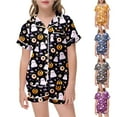 thumbnail image 6 of Gelikeya Halloween Pajama Sets for Teen Girls Size 12-13 Short Sleeves Collared T Shirts Shorts 2 Piece Outfits Halloween Nightwear Kids Clothes 2-13Y (X02 Blue, 12-13 Years), 6 of 6