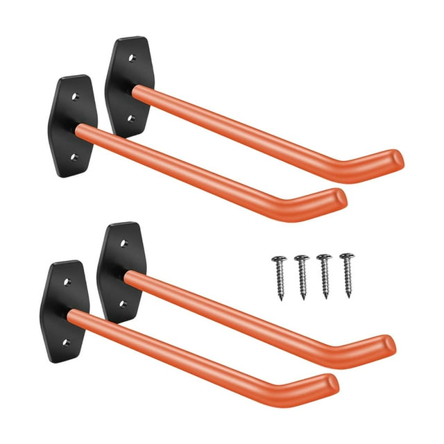 GROWTH TANK 4Pcs Garage Hooks Wall Mount Utility, Wheel Holders, Easy Installation Heavy Duty Tire Storage System for Repair Shops Orange