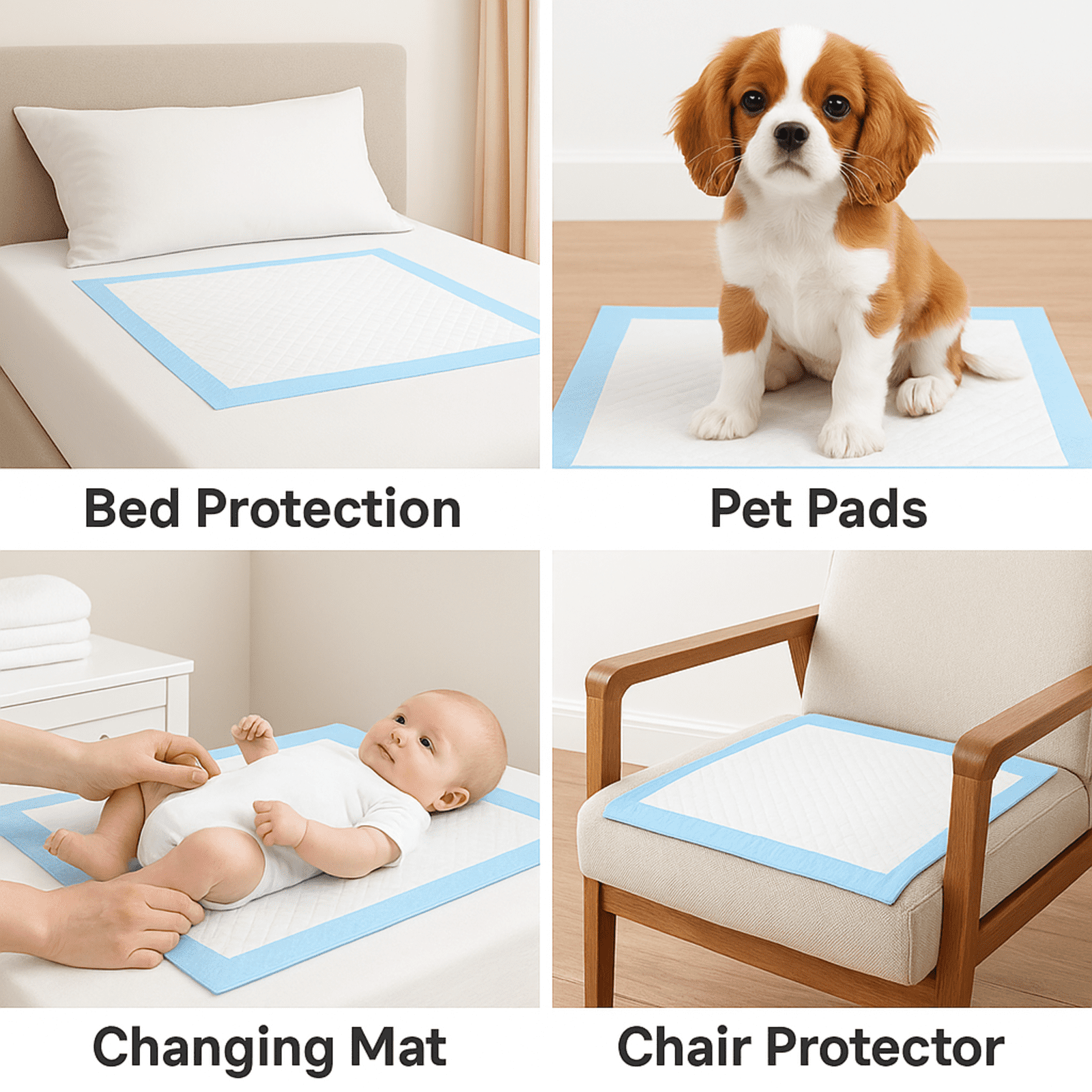 Metro Source 23" x 36" Disposable Underpads, 150 Count | Ultra Absorbent Leak-Proof Bed Pads