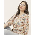 thumbnail image 5 of Moomaya Chic Printed V Neck Cotton Shirt - 3/4 Sleeves Regular Fit Casual Top, 5 of 9