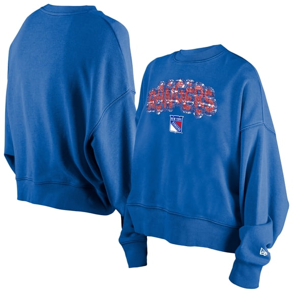 Girls Youth New Era Blue New York Rangers Flip Sequin Sweatshirt