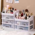 thumbnail image 2 of Caja de almacenamiento de escritorio para cosméticos, caja de almacenamiento a prueba de polvo para el hogar con cajón de múltiples capas, estante de almacenamiento con acabado transparente simple, 2 of 5