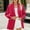 Hot Pink, variant on Women's Solid Color Button Pocket Long Sleeve Blazer Jacket for Work office Professional White XL