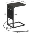 thumbnail image 2 of C Shaped End Table with Charging Station, Side Table for Sofa, Couch Table with Storage Bag, TV Tray Table with 2 USB Ports and Outlets for Living Room, Bedroom, Black, 2 of 15