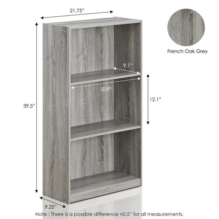Furinno Basic 3-Tier Bookcase, French Oak Grey photo 2