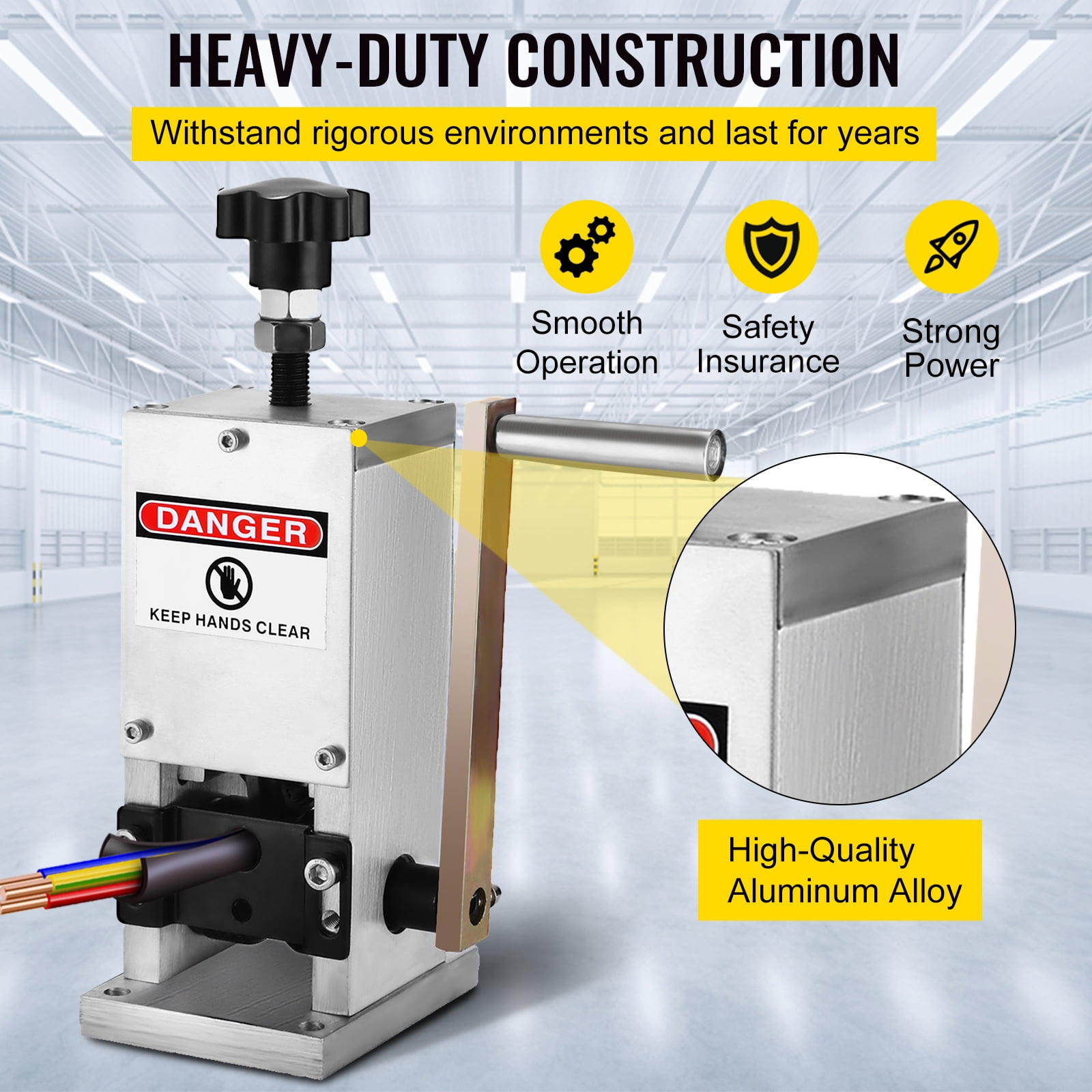 KFFKFF 0.06-0.98 inches Manual Wire Stripping Machine with Hand Crank Portable Wire Stripping Tool