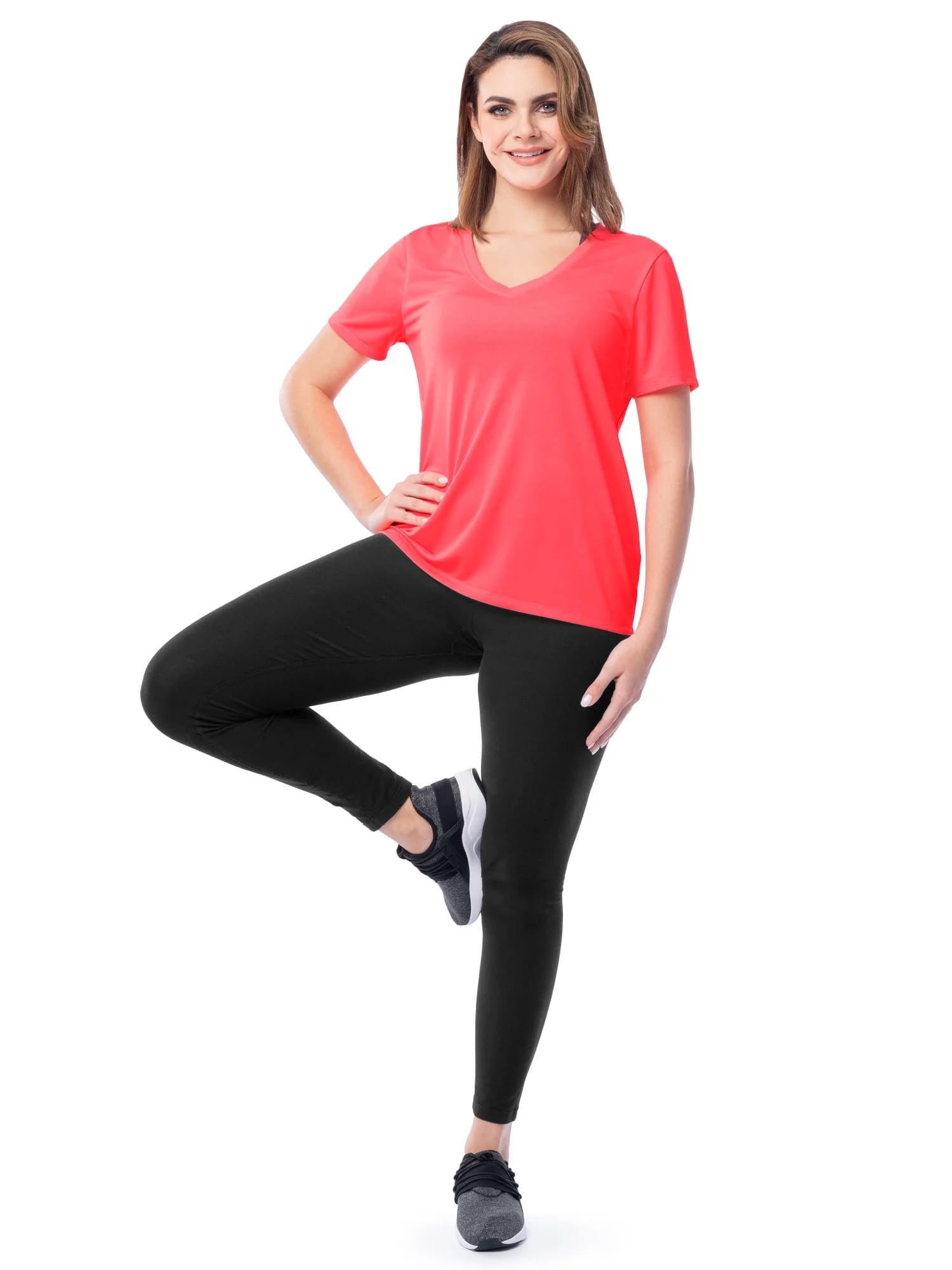Athletic Works Women's Active Texture Knit V-Neck Tee, Sizes XS-XXXL