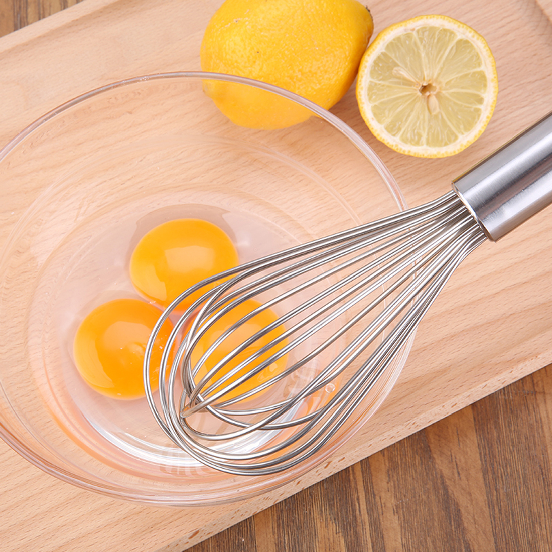 Kitchen Home 30cm Length Silver Tone Stainless Steel Handheld Egg