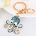 thumbnail image 2 of - Lindo llavero de pulpo con diamantes de imitación, llavero de animales, accesorios para el coche y el bolso (azul), 2 of 4