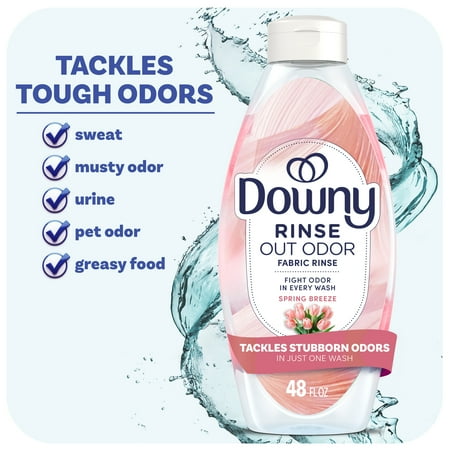 Downy Rinse Out Odor Laundry Rinse, Tackles Tough Odors, Spring Breeze Scent, 48 fl oz