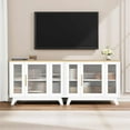 thumbnail image 6 of Multi-functional Sideboard Buffet Cabinet with Fluted Glass Door, 36" Modern Accent Storage Cabinet with 2-Tier Storage, White Coffee Bar Cabinet for Kitchen Dining Living Room, 6 of 7