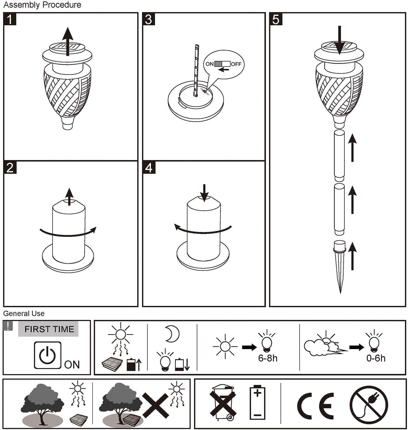 Grand Patio Outdoor 8 Packs Solar Lights, Water-Resistant Flickering Flames Torch Light, Landscape Decoration Lighting for Garden Yard