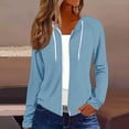 thumbnail image 2 of Horkkom Zip Up Hoodie Women Long Sleeve Solid Color Hooded Sweatshirt Casual Lightweight Thin Jackets L, 2 of 9