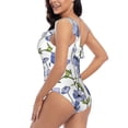 thumbnail image 4 of Picia Blue Flax Flowers Pattern Women's One Piece Swimsuits,One Shoulder Swimwear Asymmetric ,Ruffle Monokinis Bathing Suits,High Waisted Flattering Bathing Suits-X-Large, 4 of 8