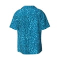 thumbnail image 4 of Goofa Blue Glitter Printed Men's Casual Short-sleeved Shirt,Lightweight Breathable Button-down,Summer Casual men's top,Versatile Fashion shirt-Large, 4 of 7