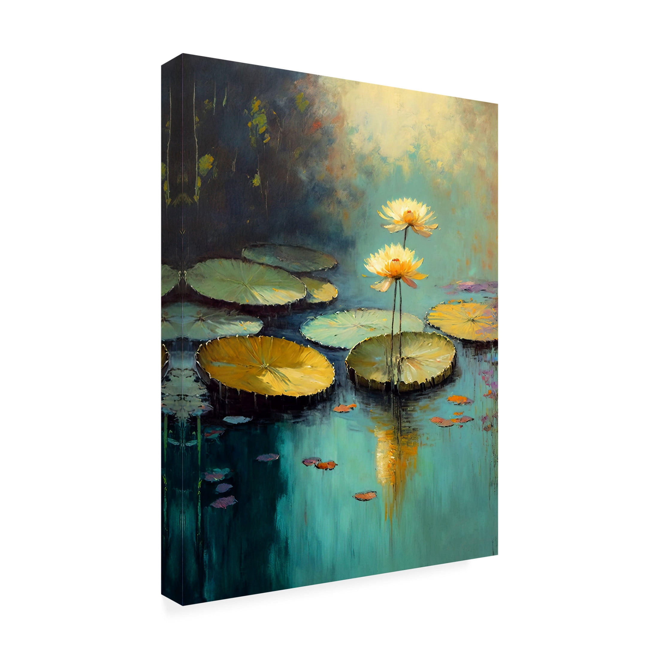 Canvas Wall Art - Treechild 'Water Lilies' Wall Art for Living Room, Bedroom, or Office D?cor by Trademark Fine Art - 35 x 47 Inches