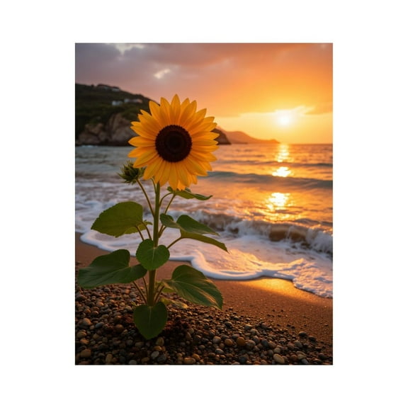 Paint By Numbers Kit for Adults Beginner - DIY Sunset Beach Sunflower Scene Canvas Painting Kits for Adults, Frameless Paint By Number for Adults for Home Wall Decor 16x20 Inch