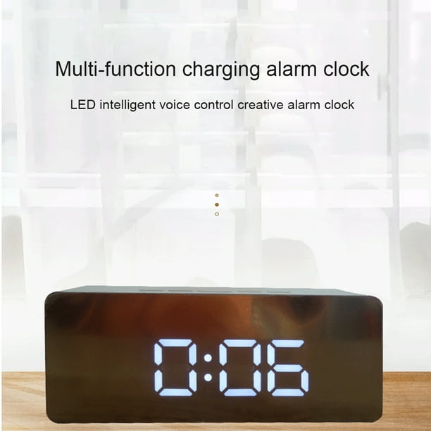 Homeholiday LED Écran Réveil Miroir Horloges Grand Affichage Multifonctions Numéros Chevet Horloge Numérique