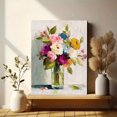 thumbnail image 6 of Vibrant Floral Bouquet Oil Painting Canvas Print Wall Art for Living Room Office Hallway, 6 of 8