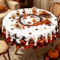 thumbnail image 4 of Halloween Round Tablecloth, Polyester Halloween Elements Printed Table Cover, Stain Resistant Reusable Dining Table Cloth for Kitchen Holiday Party Home Decor, 4 of 6