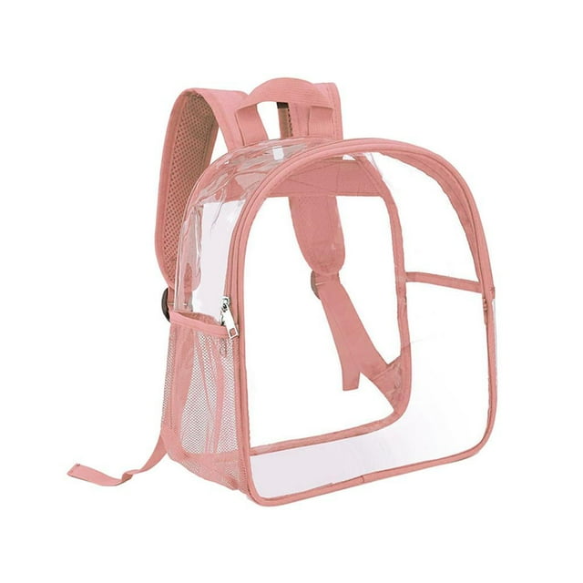 Mochila transparente de PVC impermeable, informal, mini mochila transparente para Rosa