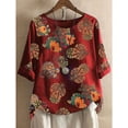thumbnail image 1 of SMihono Hauts pour Femmes Été Décontracté Mode Coton Lin Manches Courtes Imprimé T-Shirt Oversize pour Femmes, 1 of 9