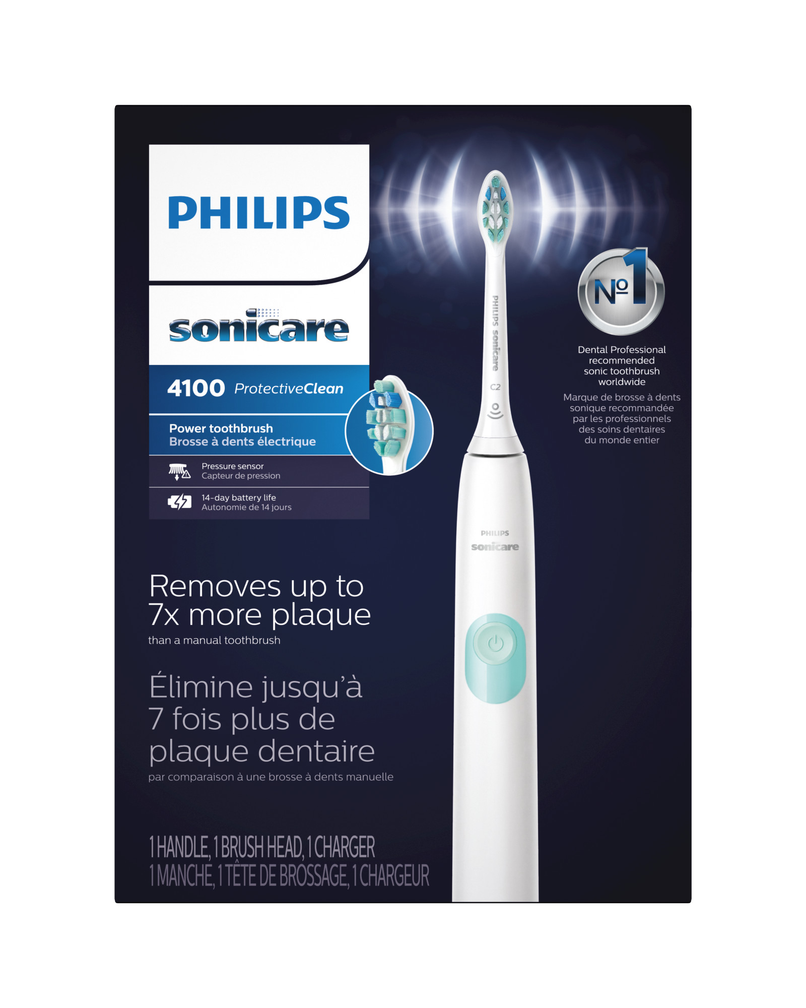 Philips Sonicare ProtectiveClean 4100 Plaque Control, Rechargeable Electric Toothbrush with Pressure Sensor, White Mint HX6817/01 - image 13 of 14