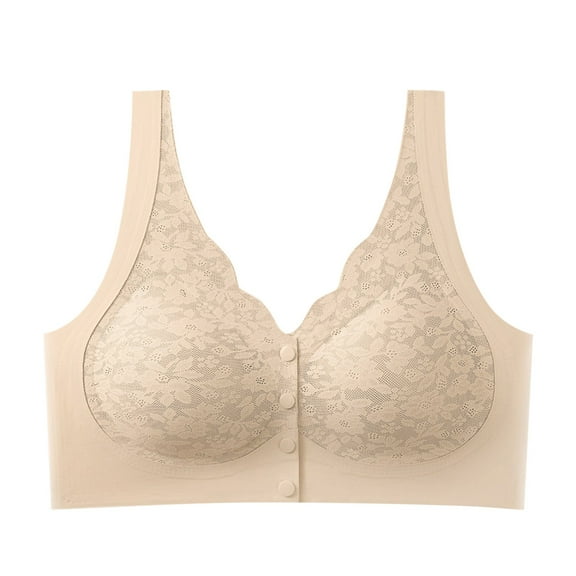 Riforla Women's Maternity Feeding Bra Lightly Padded Nursing Wirefree Front Open Bras Bras for Women Beige XXL
